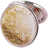 Vista 9 de HSYHERE Creative Quicksand Moving Sand Mini Portátil Compacto Doble Cara Plegable Moda Mano Bolsillo Espejo de Maquillaje (Cuadrado Dorado)