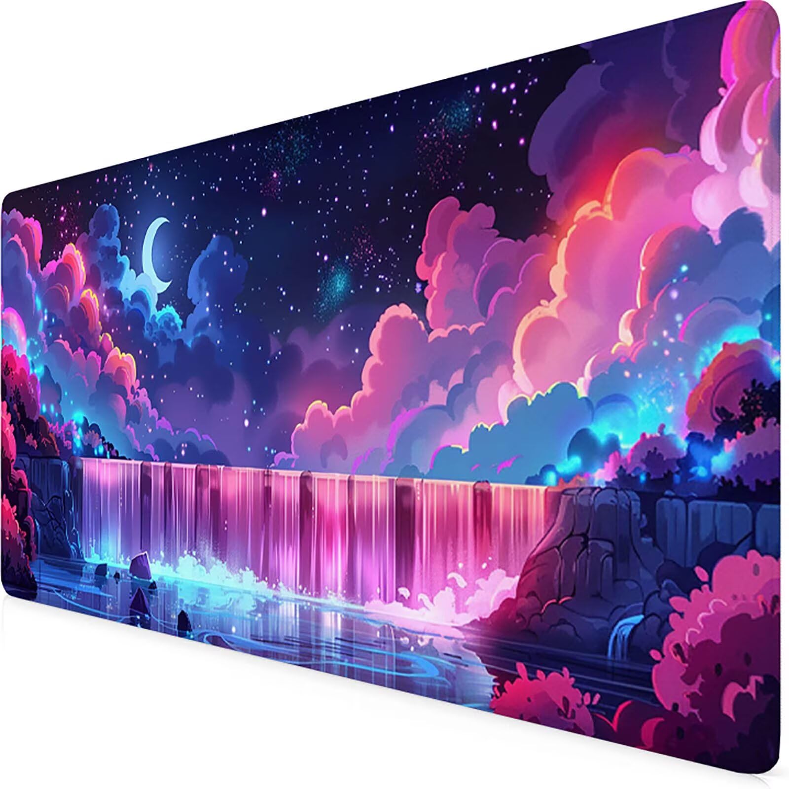 Nuvola Tappetino Mouse Gaming xxl 1000 x 500 mm, Tappetino Scrivania Colore Con Bordi Cuciti, Presa Stabile su Superfici Lisce, Impermeabile Antiscivolo Mouse Pad per Gaming Accessori Regalo a2-16Q