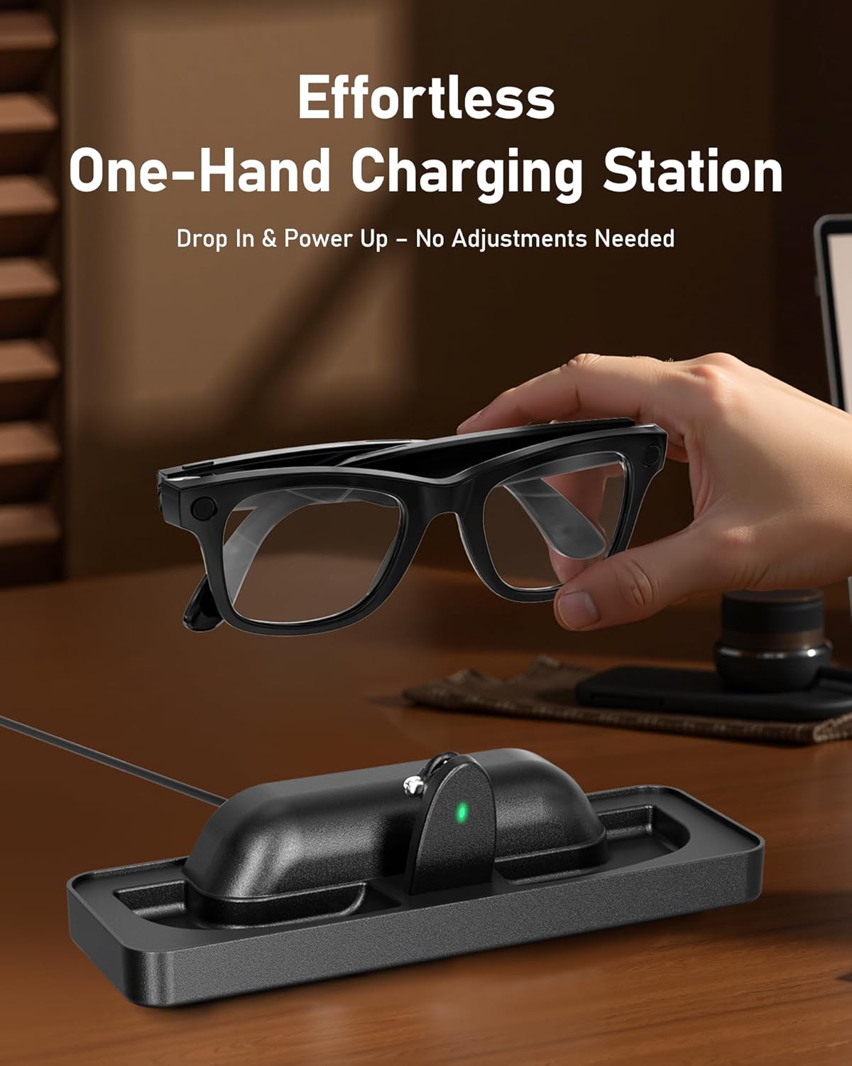 Charging Station Compatible with RayBan & Oakley Meta Smart Glasses（Gen 1&2） – Fast Charger Dock with LED Indicator, Fits Wayfarer, Headliner, Skyler,Blayzer Scriber Optics& HSTN Accessories