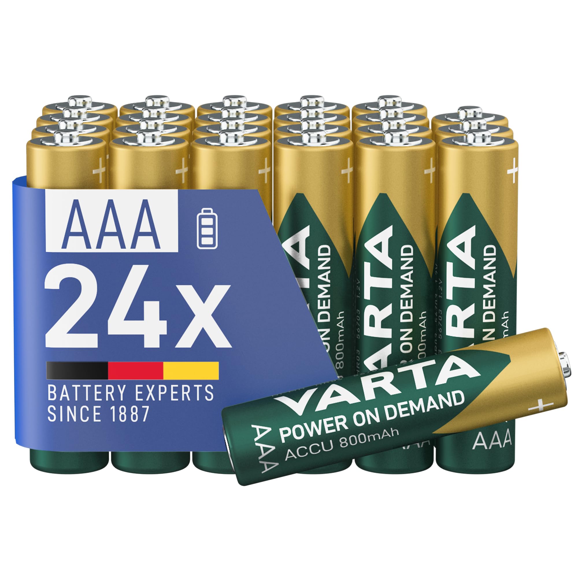 VARTA Batterien AAA, wiederaufladbar 24 Stück, Akku Power on Demand