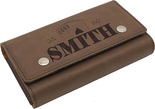 Miniatura 4 de Juego de caja de regalo personalizada de cartas y dados, 2 cubiertas y 5 dados en el interior del estuche (marrón)