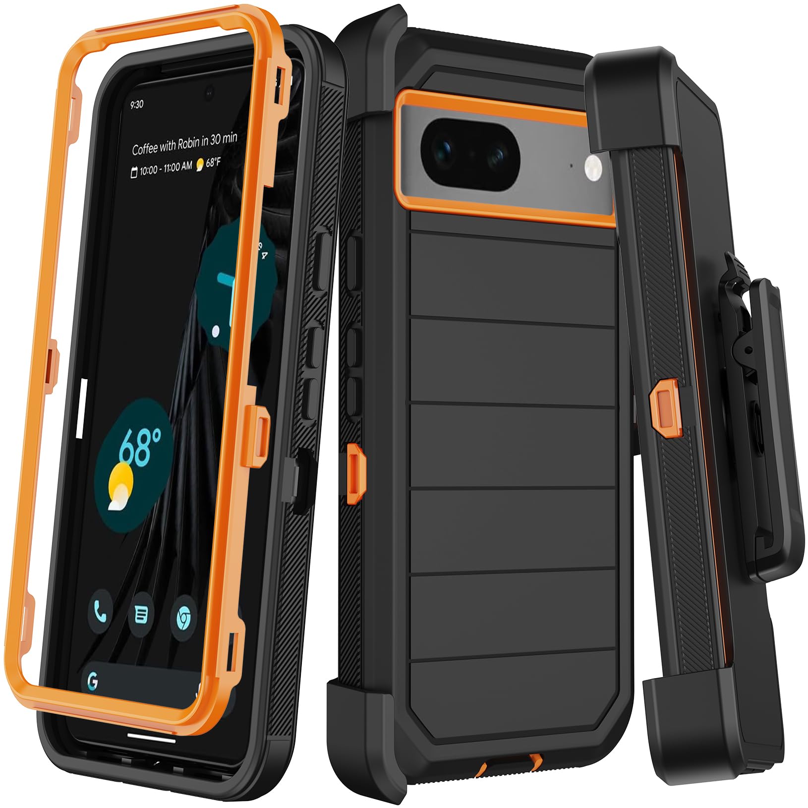 KECAI for Google Pixel 7 Case with Belt Clip Holster,2X Screen Protector,Heavy Duty Shockproof Drop Protection Military Grade Full Body Rugged Phone
