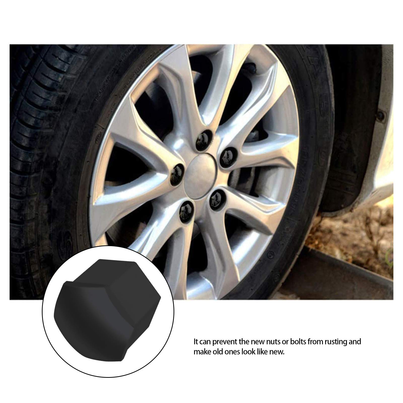 20 Pz Nero Dado Ruota Caps Bullone Mozzo Coperture 21mm Protezioni Esagonali con Strumento di Rimozione Compatibile con Range Rover Evoque Ducato