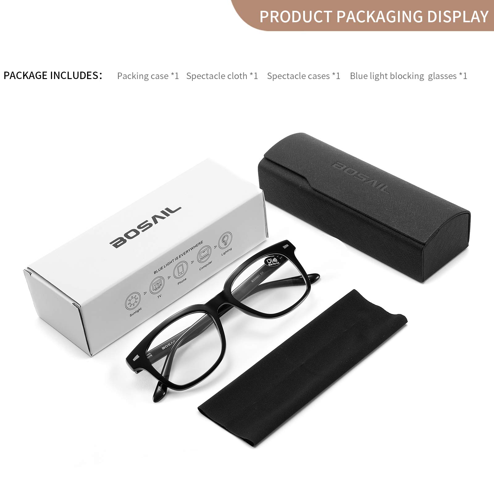 Blue Light Blocking Glasses,Tritan Material Square Frame Eyeglasses for Women Men,Anti UV Eyestrain Gaming Glasses