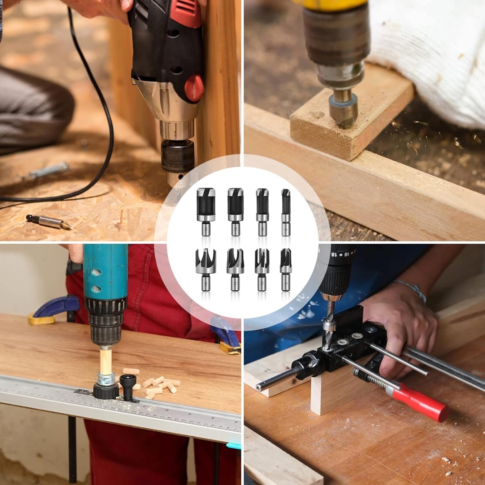 Wood Plug Cutter Set - 8 Pieces Drill Bits -7 Wood Plug Cutter Set - 8 Pieces Drill Bits -7