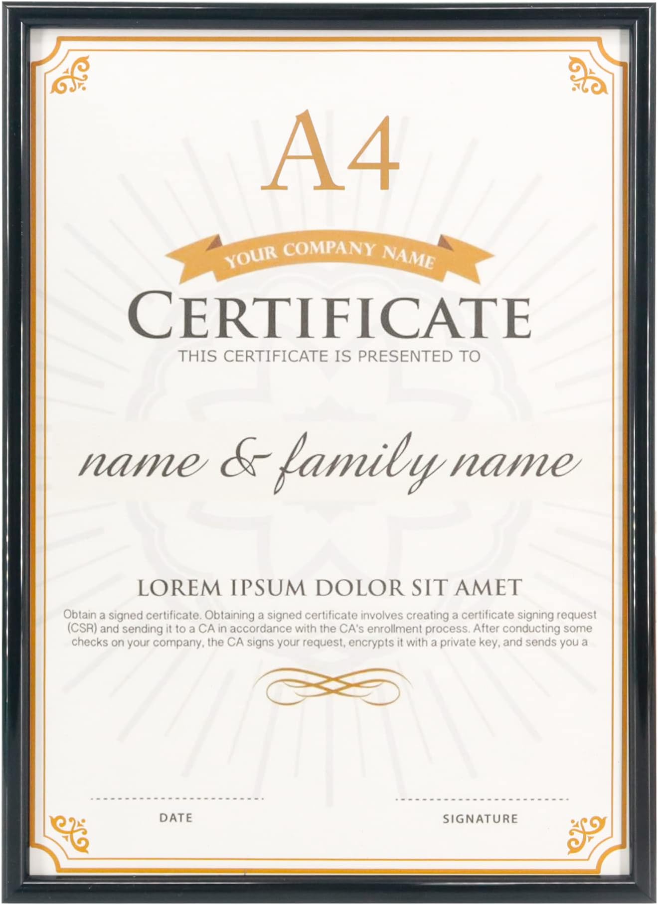 GraduatePro A4 Certificate Frame Black Diploma Degree PVC for Wall Hanging and Tabletop Awards University Graduate College