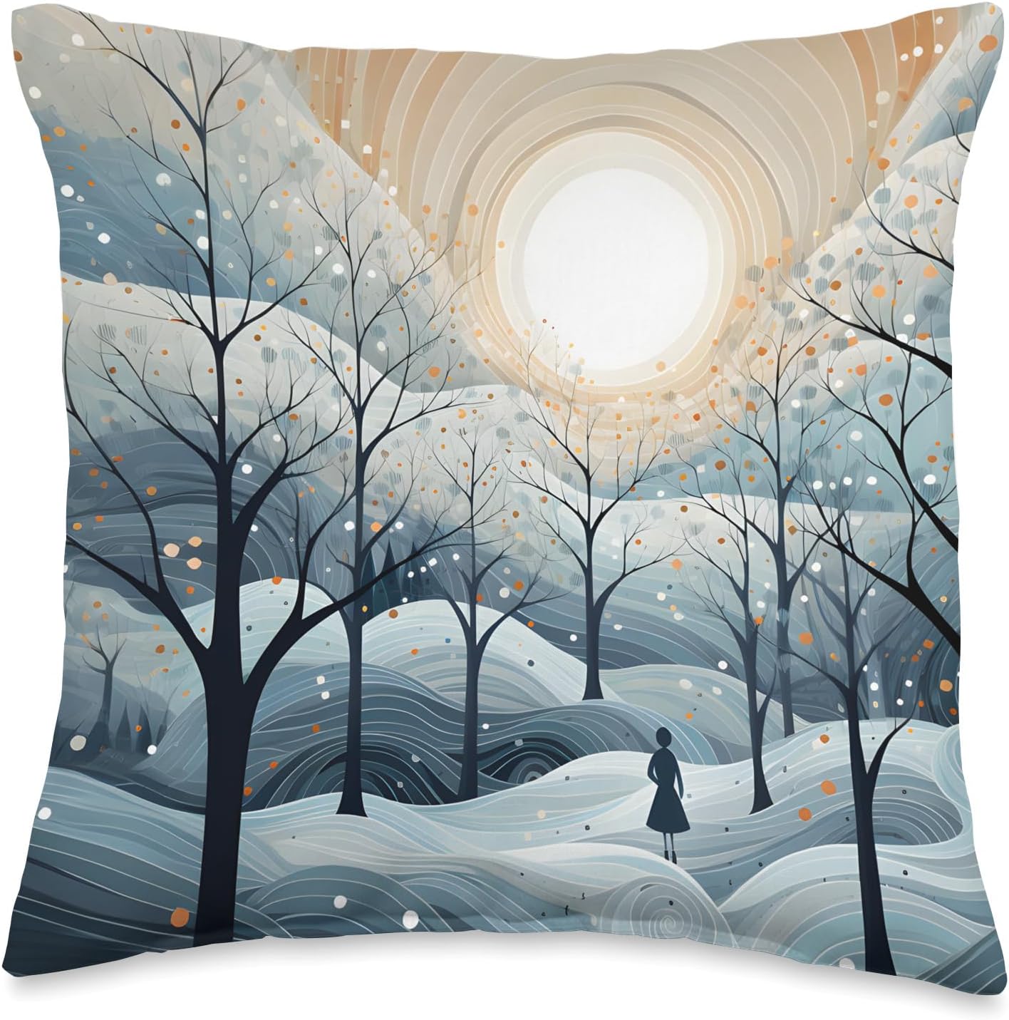 Winter Forest Wonderful Snow Walk Abstract Throw Pillow