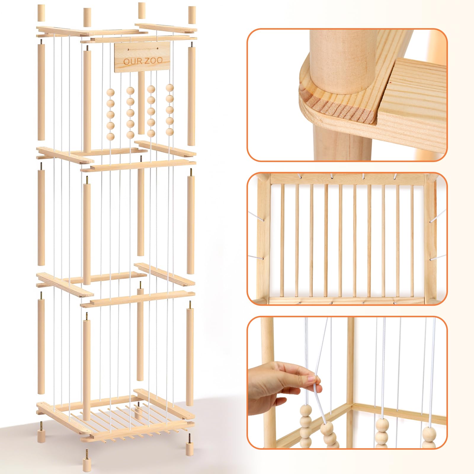 Rangement Peluche Chambre Enfant Range Peluche en Bois Rangement Doudou Grande Capacité Meuble Rangement Jouet Enfant Adapté au Salon et à la Chambre à Coucher Coffre a Jouet