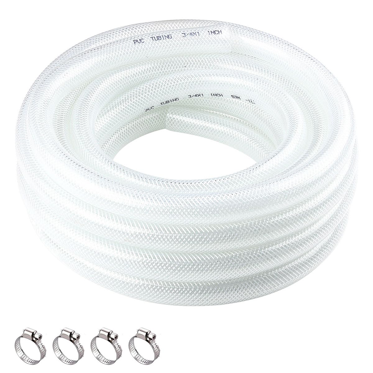 Duda Energy 25ft High Pressure Braided PVC Hose - 1" ID Clear Flexible Tubing For Water & Oil