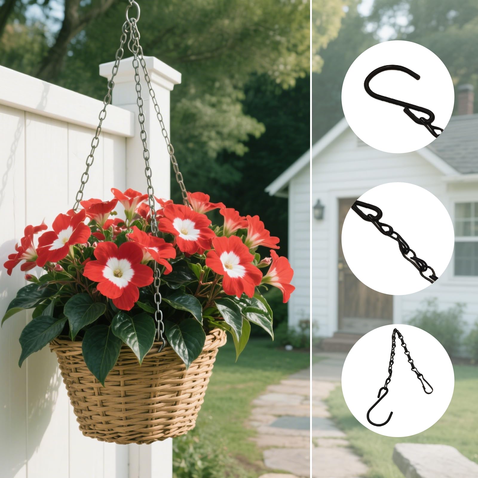 6pcs Hormores De Jardín Doble Gancho Cadena Colgando Para Flores Comederos De Pájaros Ajuste Del Techo Longitud
