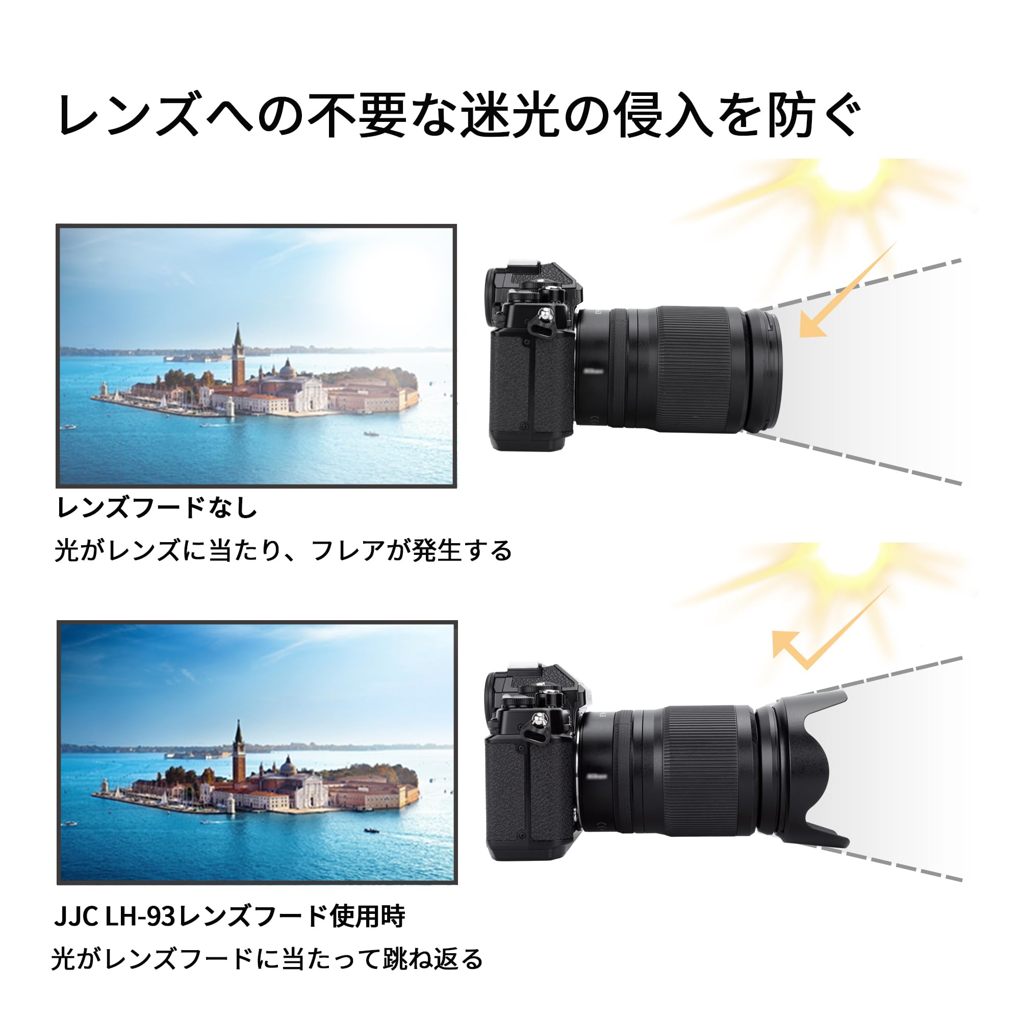 Nikon z 24-200 新古品　フード　保護フィルター付き Amazon | JJC HB-93 可逆式 花形 レンズフード ニコン Nikon Nikkor Z