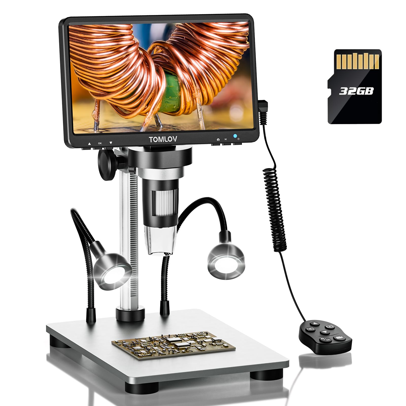 TOMLOV DM9 7" Digital Microscope: 1080P 1200X Coin Microscope Magnifier, 12MP Ultra-Precise Focusing LCD Soldering Microscopes for Adults, PC View, 32GBTOMLOV DM9 7" Digital Microscope: 1080P 1200X…
