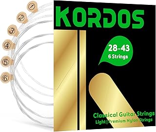 Nylon Guitar Strings for Classical Guitar Acoustic Nylon Strings, Vacuum-sealed Long-lasting, 85/15 Bronze, LightTension, Tie Ends, 28-43