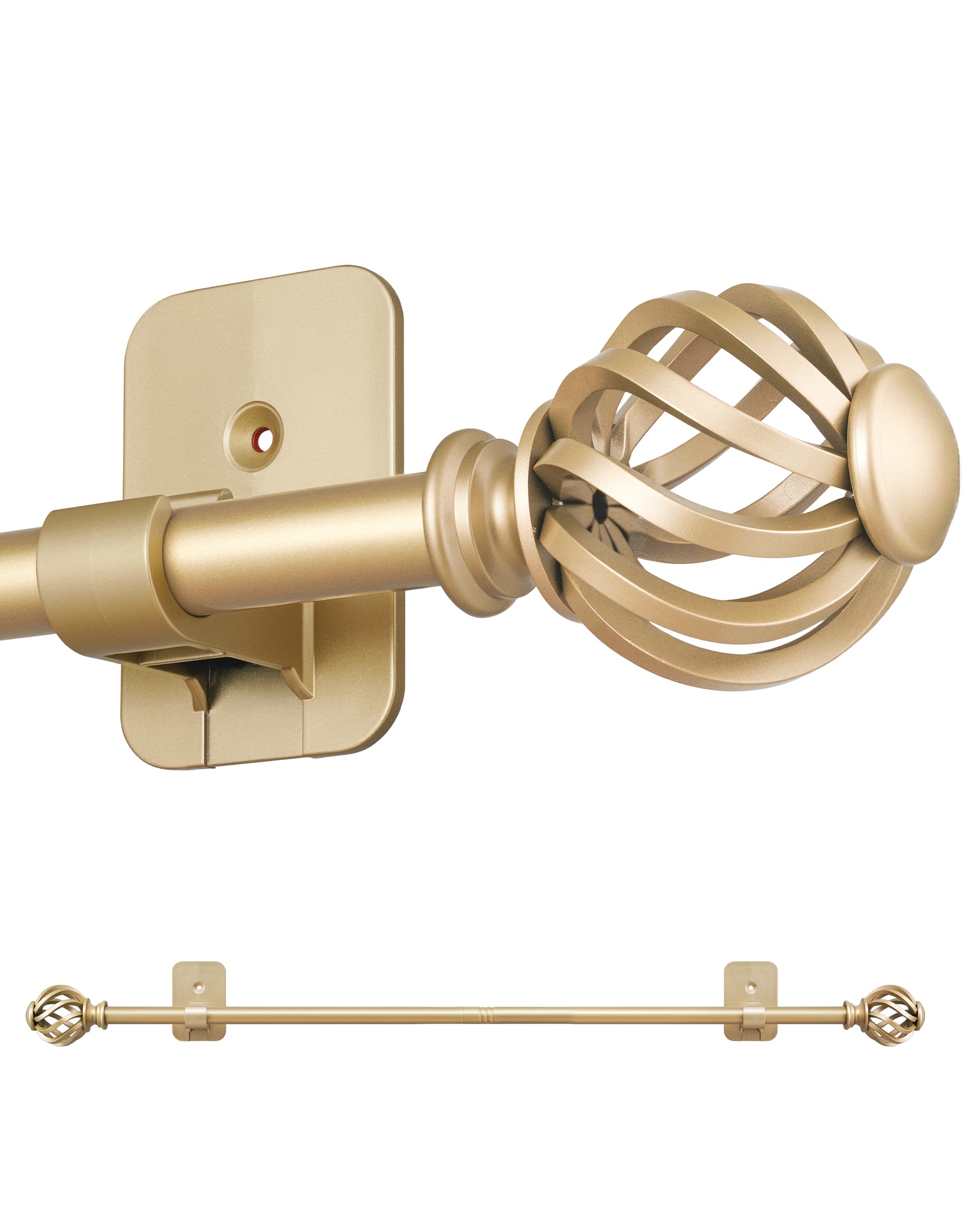 Photo 1 of **MISSING PARTS**
Curtain Rods No Drilling for Windows 28 to 48 Inch, 5/8 Inch Diameter Renter Friendly Gold Curtain Rod with 3M Adhesive Brackets for Bedroom/Apartment/Bathroom