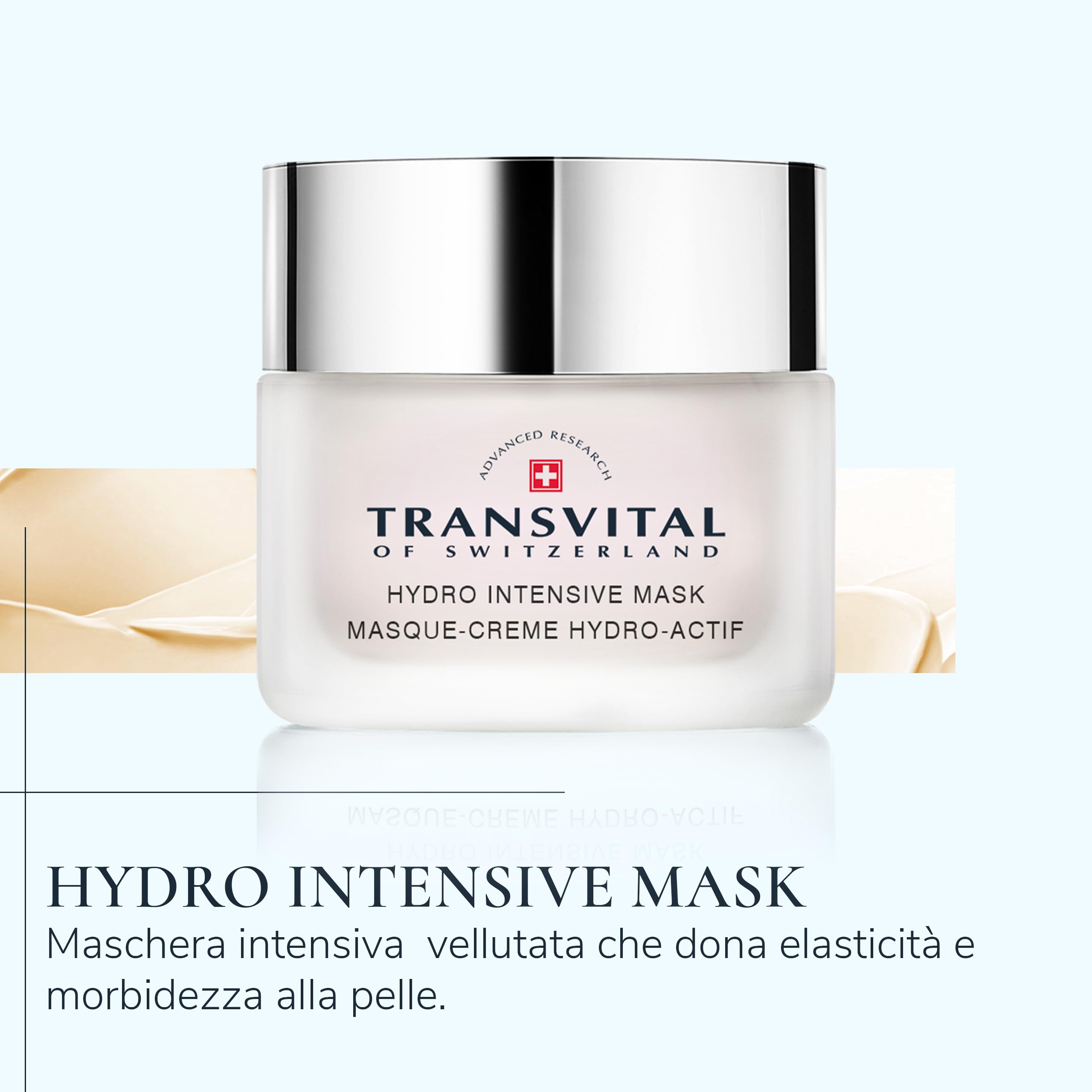Transvital Hydro Intensive Mask 50 ml, Maschera viso idratante e riparatrice, Maschera viso con Aminoacidi e ingredienti altamente selezionati, Maschera idratante viso per tutti i tipi di pelle