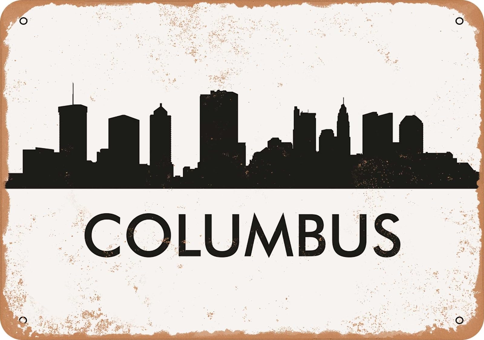 Miaomansenstore Metal Sign - Columbus Skyline - Vintage Look Home Decor