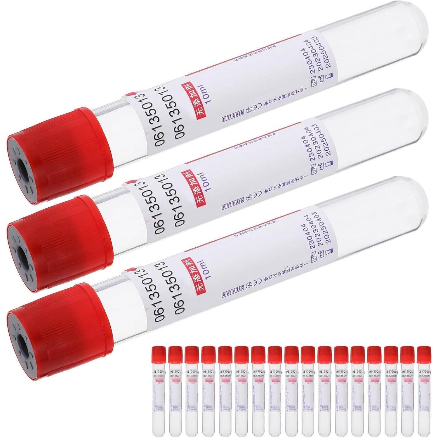 Glasblutentnahmeröhrchen – 100 Stück, 10 ml Einwegröhrchen für Laborblutprobenentnahme, Blutentnahme bei negativem Druck