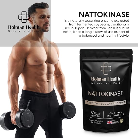 Nattokinase 500mg | 4000 FU per Capsule | 60 Capsules | Nattokinase Enzyme Supplement (from Soy) | Supports Circulation & Cardiovascular Function | Vegan HPMC Capsules | Non-GMO