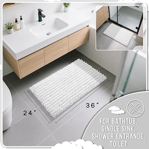 Miniatura 347 de Yimobra - Tapete de baño largo de felpilla, grande de 55.1 x 24 pulgadas, microfibra gruesa, absorbente, extrasuave, antideslizante, peludo, lavable
