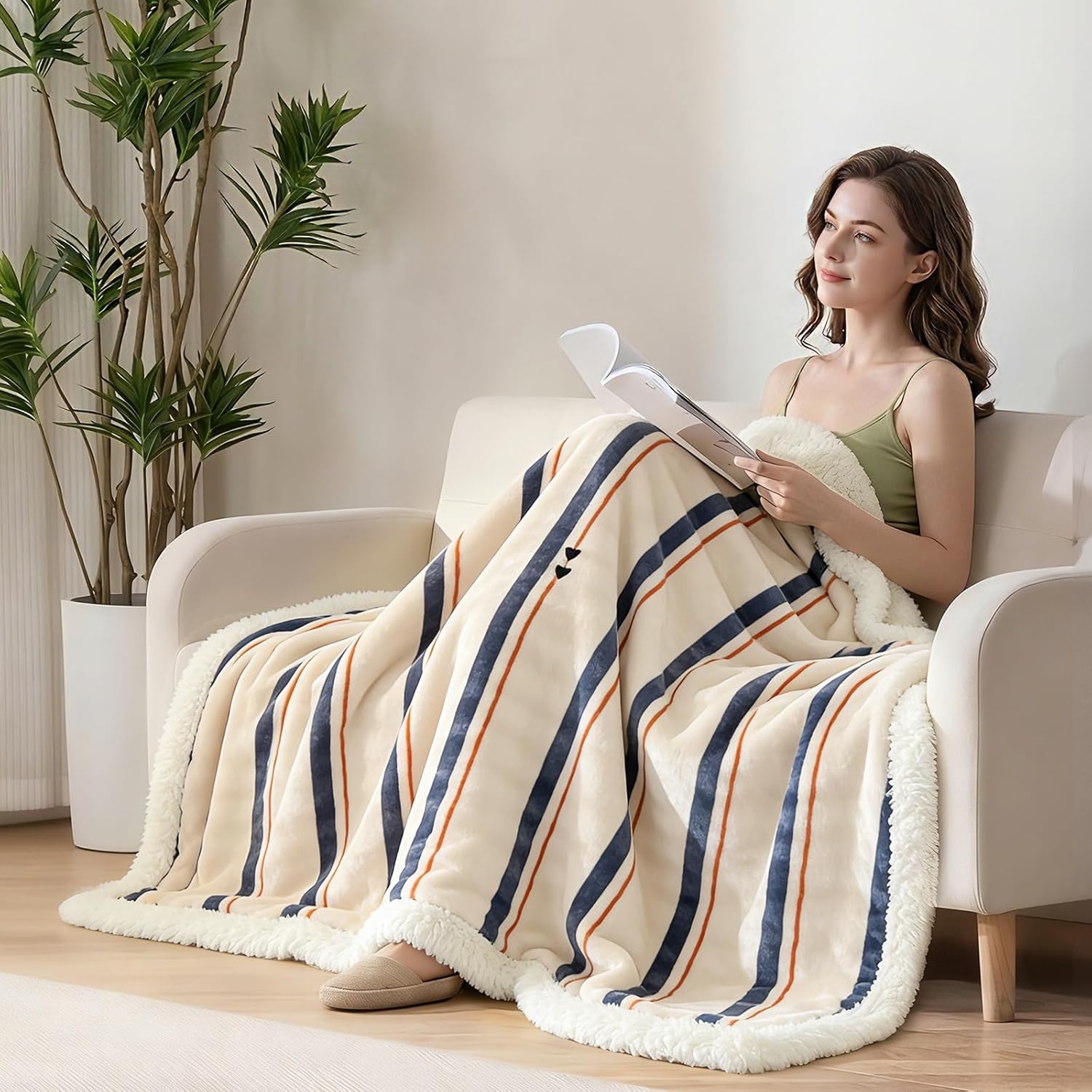 Full Size Fleece Blanket for Bed - Soft Cozy Fuzzy Blankets, Stylish Winter Home Decor,Christmas Birthday Gift for Women Her 60"x80"