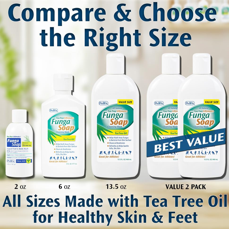 Image of Pedifix FungaSoap Cleansing Wash, 13.5 fl oz, Pack of 2 | Tea tree oil wash removes sweat, dirt and odor from feet and body while soothing itchy, irritated skin. Use daily.