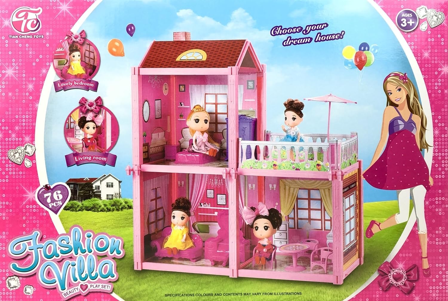 HISAKAT Dream Palace Doll House | Play Set | Girls Doll House | Play Set with Accessories | Dolls with Furniture| Role Play Set|Age for 3-8 Years (76 Pcs) (B0D8TMQJ4B) Amazon Price History, Amazon Price Tracker