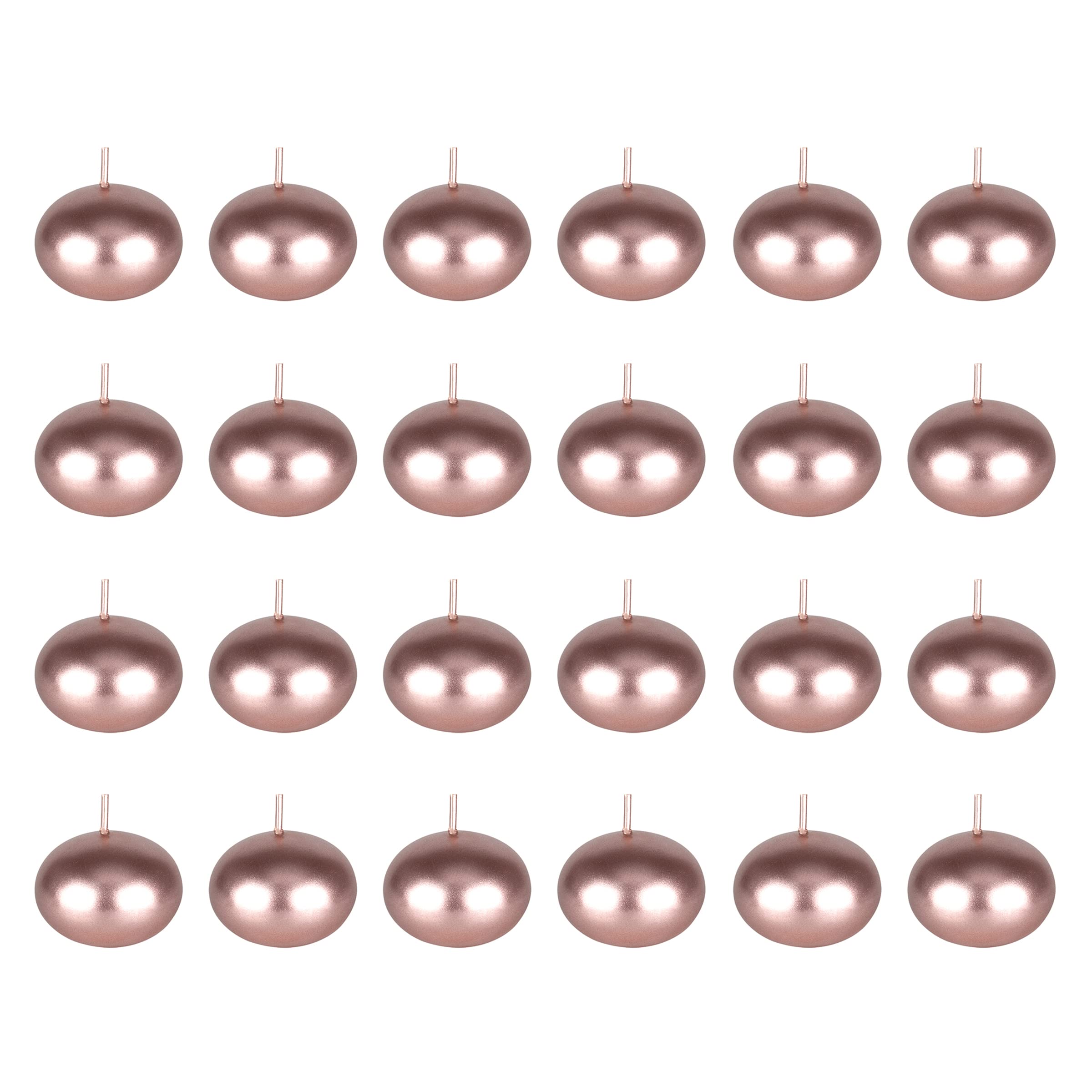 Mega Candles 24 pcs Unscented Rose Gold Floating Candles, Hand Poured Wax Candle 1.5 Inch Diameter, Home Décor, Wedding Receptions, Baby Showers, Birthdays, Celebrations, Meditations, Spas