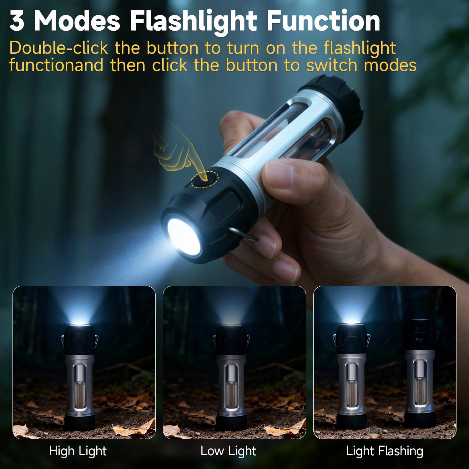 Camping Flashlight Lantern, Small LED Lanterns for Power Outages, Magnetic Flashlight Rechargeable Mini Flashlight for Kids, Suitable for Outdoor, Camping, Fishing, Hiking Gear