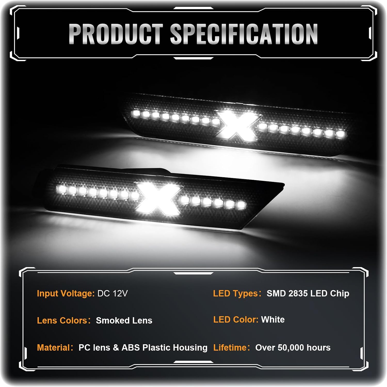 POPMOTORZ LED Side Marker Lights Compatible With 2010 2011 2012 2013 2014 2015 Chevy Camaro Front Rear Fender White LED Side Markers Lamps Side Bumper Lights Smoked Lens 4PCS