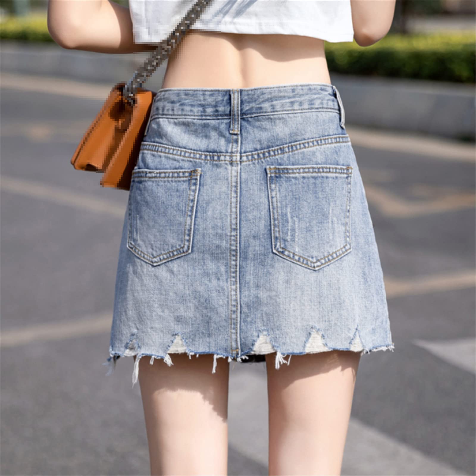 Donne Denim Gonna Estate Vita Alta Foderato Jean Minigonna Coreano Una Linea Casual Nappa Moda Tasca Gonne Corte