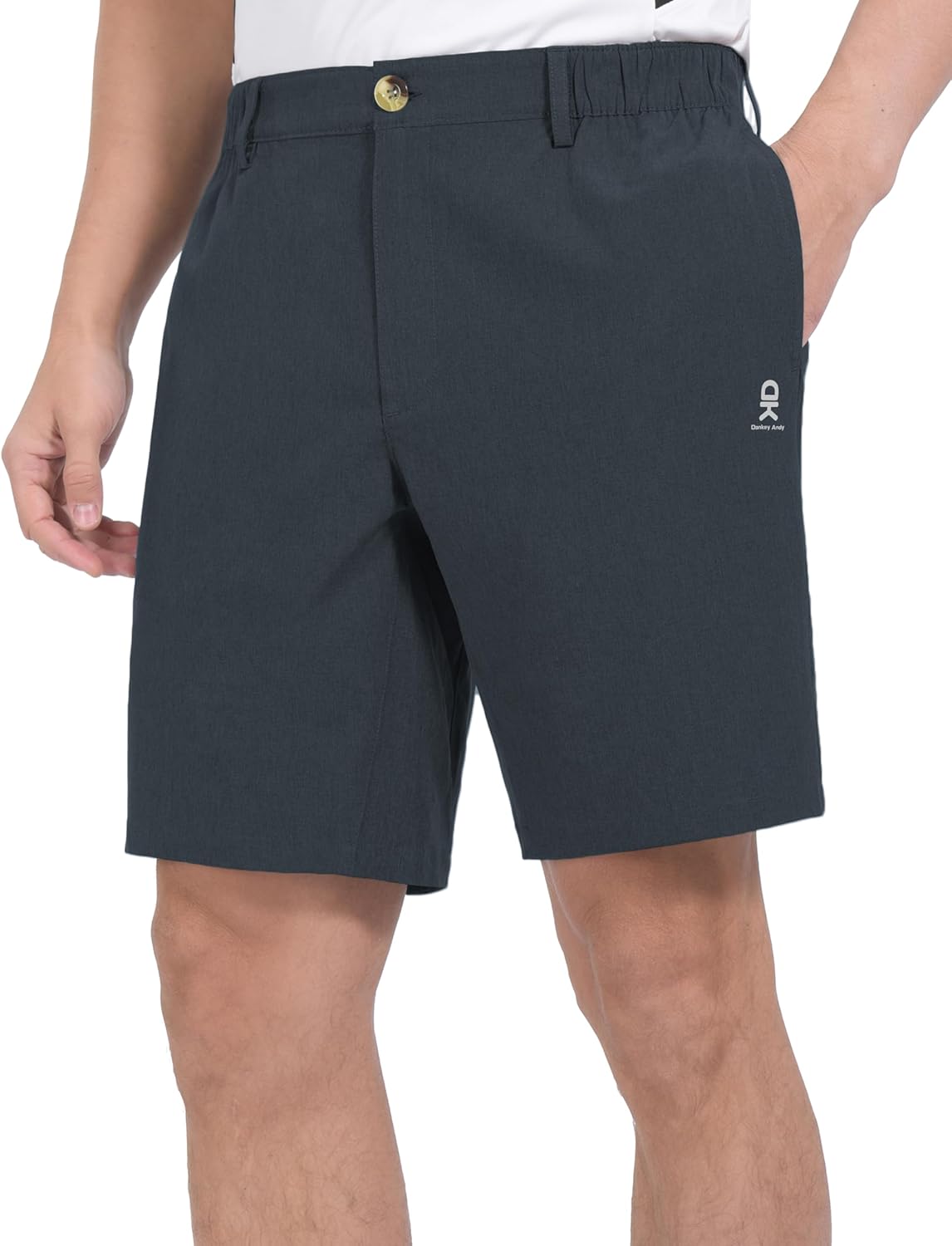 Men's Lightweight Quick Dry Stretch Shorts Bermuda Shorts Golf Hiking Travel Black Heather M