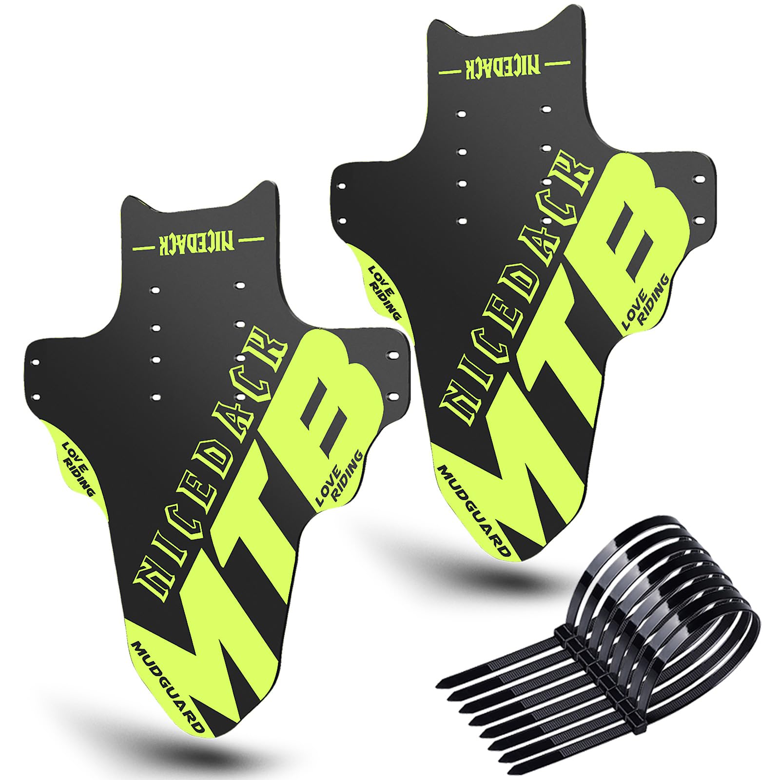 NICEDACK Mudguards Mountain Bike, 2 Pieces Mudguard Fit 20-29 Inch MTB Mudguard Front and Rear Compatible Bicycle Splash Guard