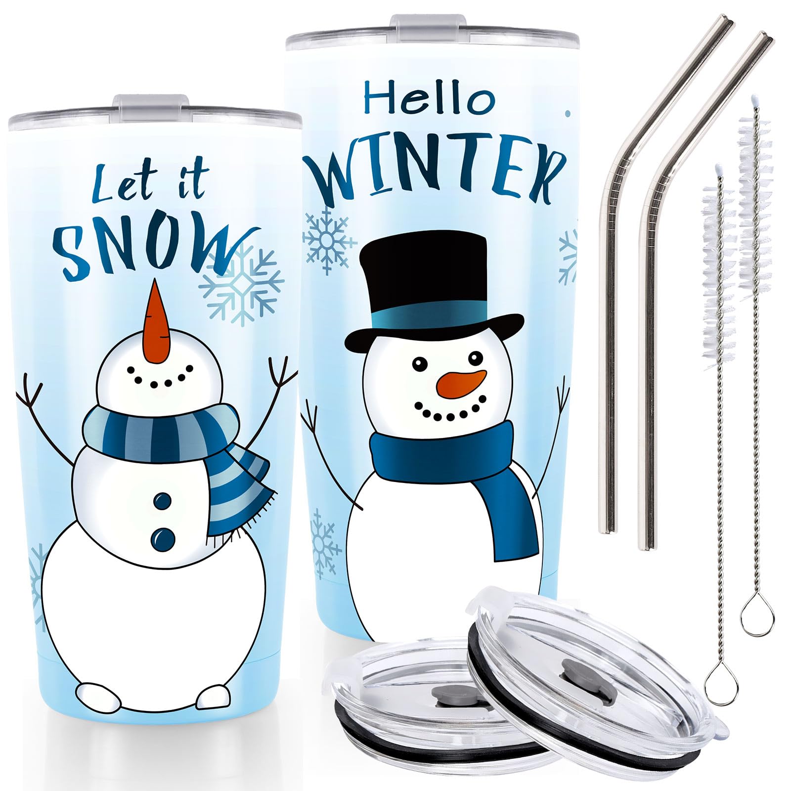 Gobelet de Noël aquarelle Whaline, le cadeau idéal pour femme et meilleure amie avec paille
