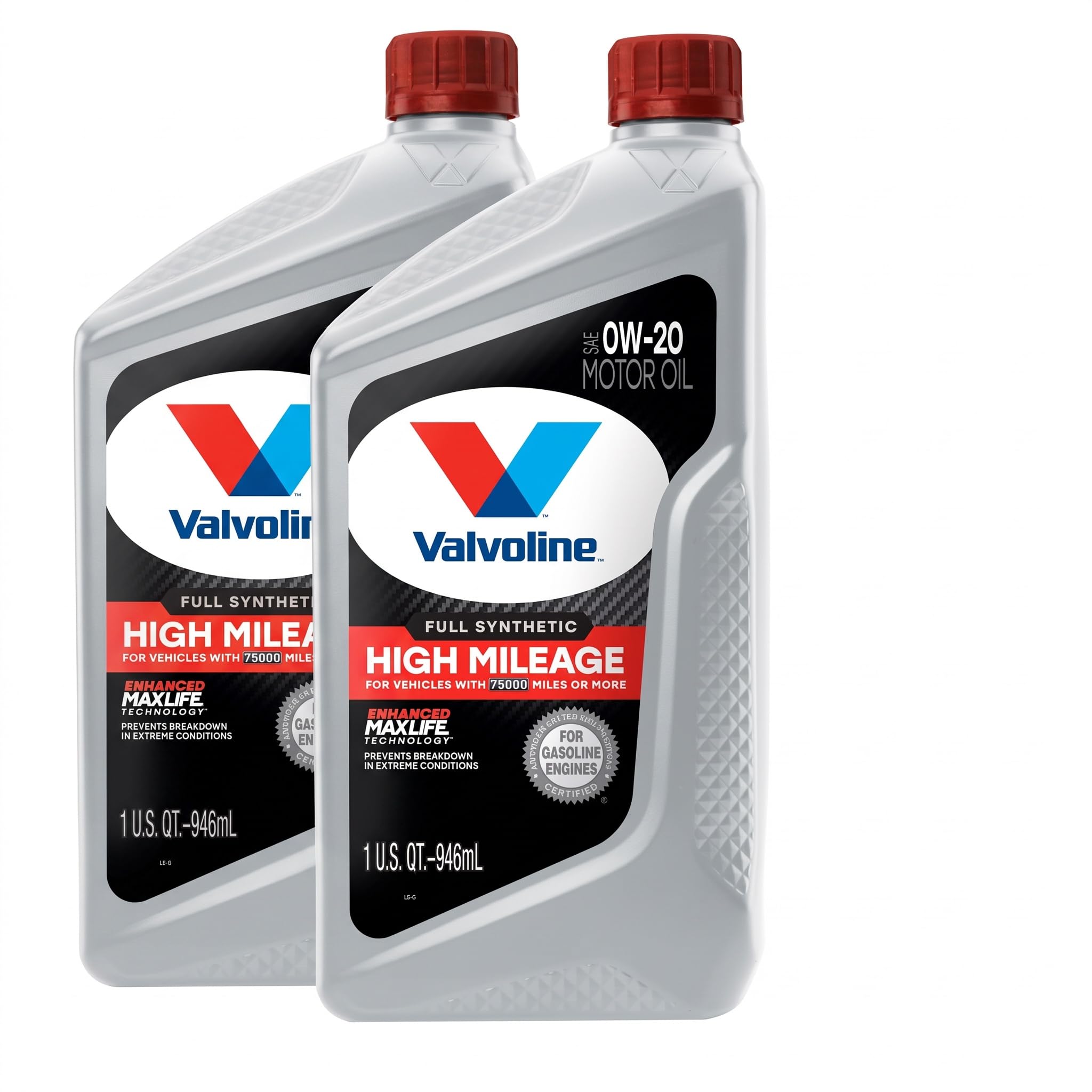 Valvoline Full Synthetic High Mileage with MaxLife Technology SAE 0W-20 Motor Oil 1 QT (Packaging May Vary) (Pack of 2)