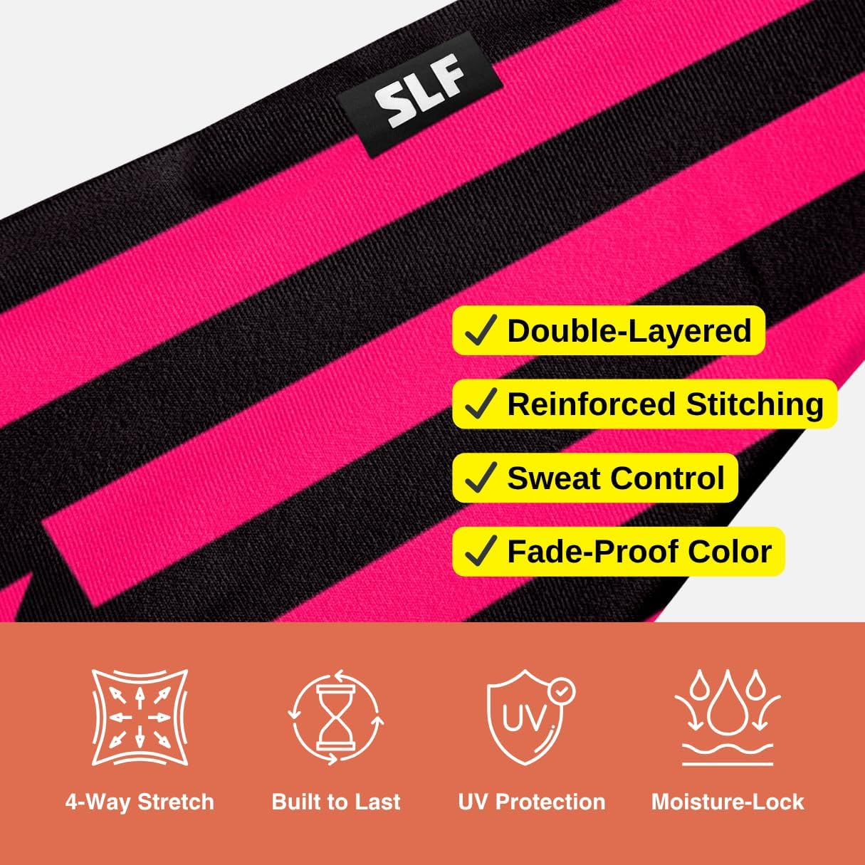 SLEEFS Sweat Bands Headbands Men & Women - Cooling Sports Mens Headband for Running, Football, Basketball, Cycling, Workout - Sweat Moisture Wicking Head Band Stretch Fit, Non-Slip Design - One Size - Image 5