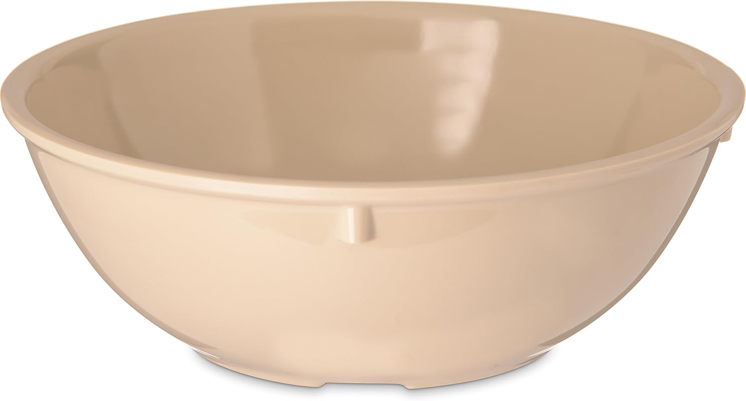 Carlisle FoodService Products Dallas Ware Plastic Snack Bowl, Melamine Bowl For Restaurants, Hospitals, 14 Ounces, Tan