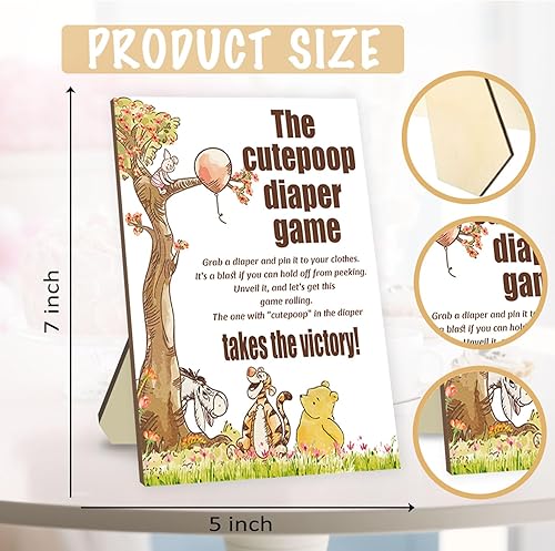 Miniatura 8 de The Cutepoop Diaper Baby Shower Juegos para niños y niñas, recuerdo de fiesta de baby shower, letrero de madera para baby shower con bonitos pañales