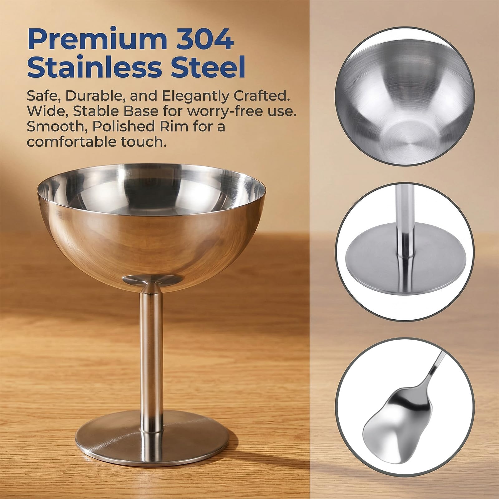 4 Stück Eisbecher Eisschalen Edelstahl Dessertschalen Dessertgläser 10cm 200ml Eiscreme Schalen Dessertbecher mit Standfuß Eiscreme Servierschale für Obst Salat Joghurt Hochzeiten Partys