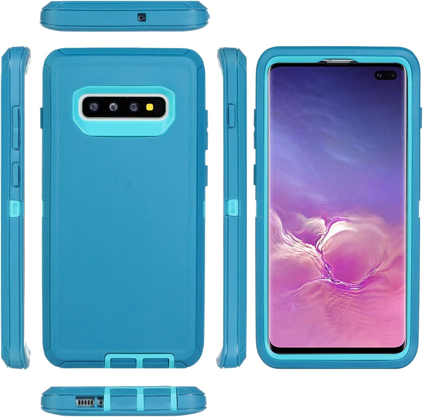 Topwin Shockproof Case for Galaxy S10, Hybrid Heavy Duty Shockproof Full-Body Protective Case with Dual Layer Hard PC+ Soft Silicone Impact Protection for Samsung Galaxy S10 6.1'' (Lack Blue)