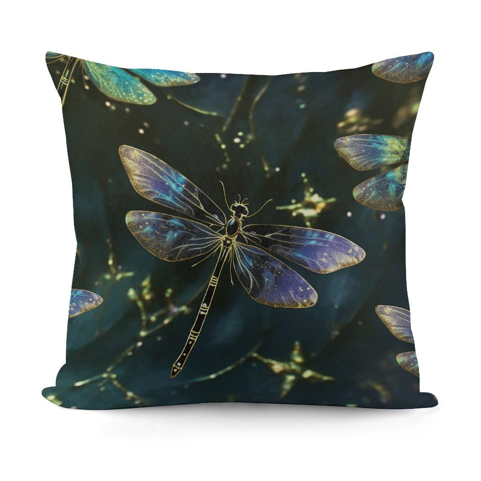 VstaDank Decorative Dragonfly Throw Pillow Covers Luxury Soft Pillowcases Fluffy Plush Accent Pillow Cases Personalized Square Lumbar Pillows Shells for All Seasons 18" X 18"