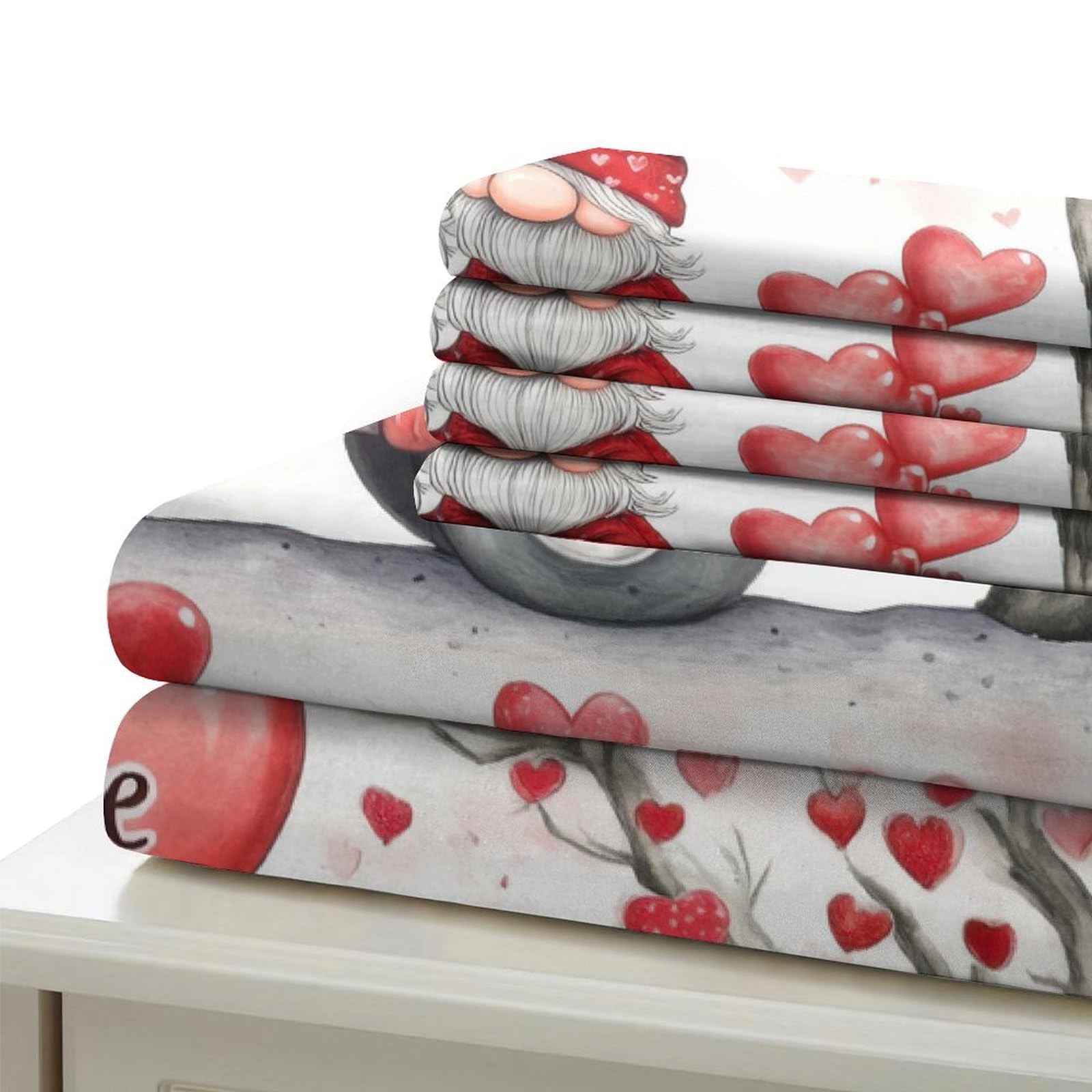 Romantik Liebe 3D Druck Bettbezug Mikrofaser Schlafzimmer Deko Pärchen Bettwäsche Set Hautfreundlich Atmungsaktiv Geschenk Super King（260x220cm）