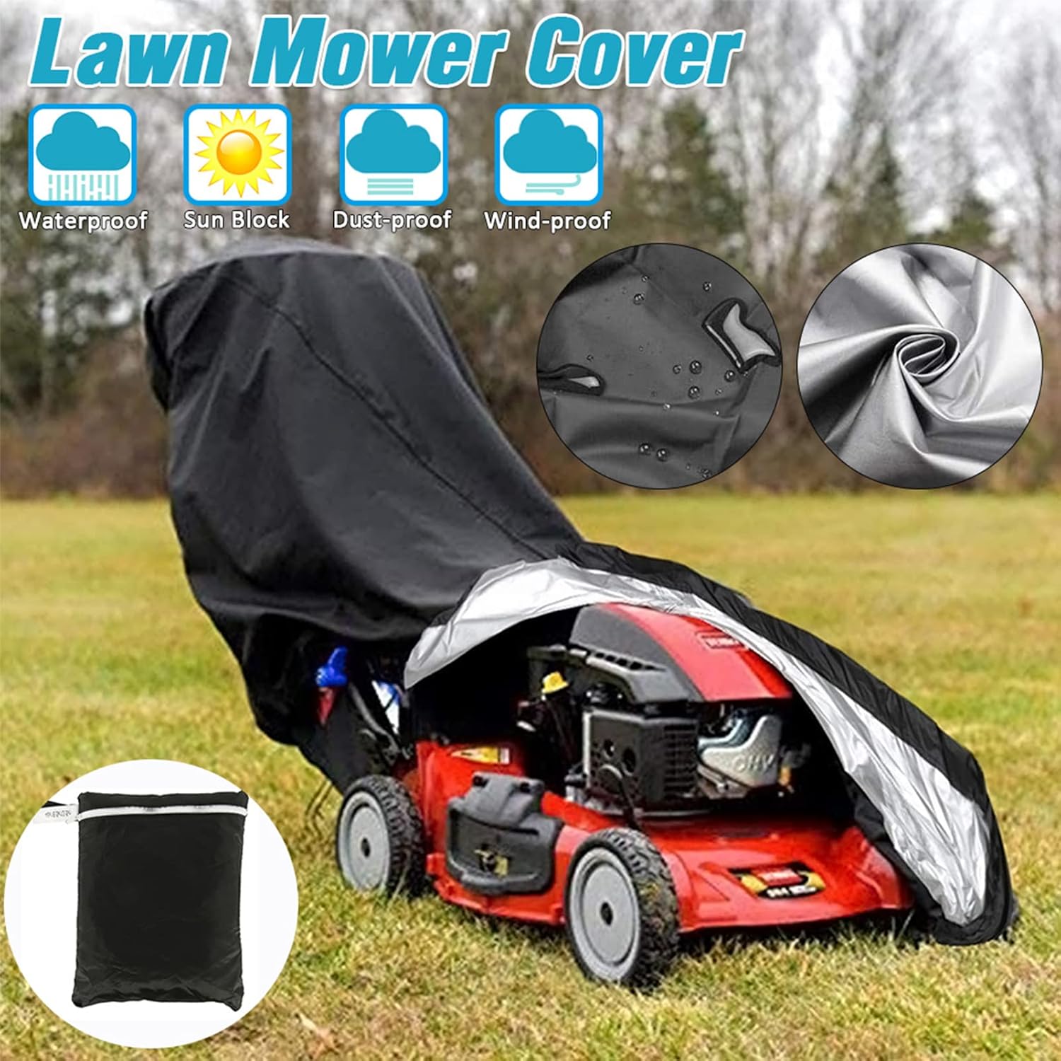 Lawn Mower Cover Universal Fit Push Mower Cover Waterproof Windproof and UV Radiation for Outdoor Protection Material Garden Tool