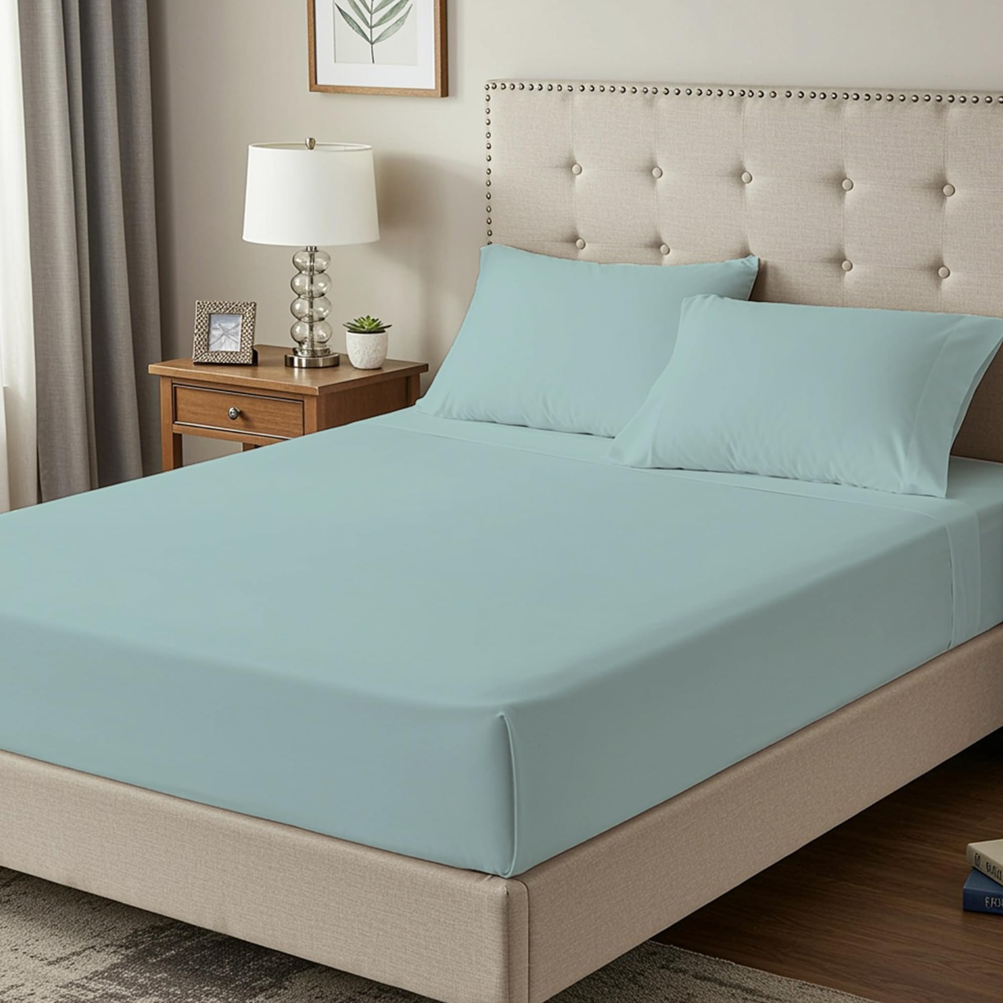 100% Egyptian Cotton 400TC Double Fitted Sheet, 35cm Deep Pocket