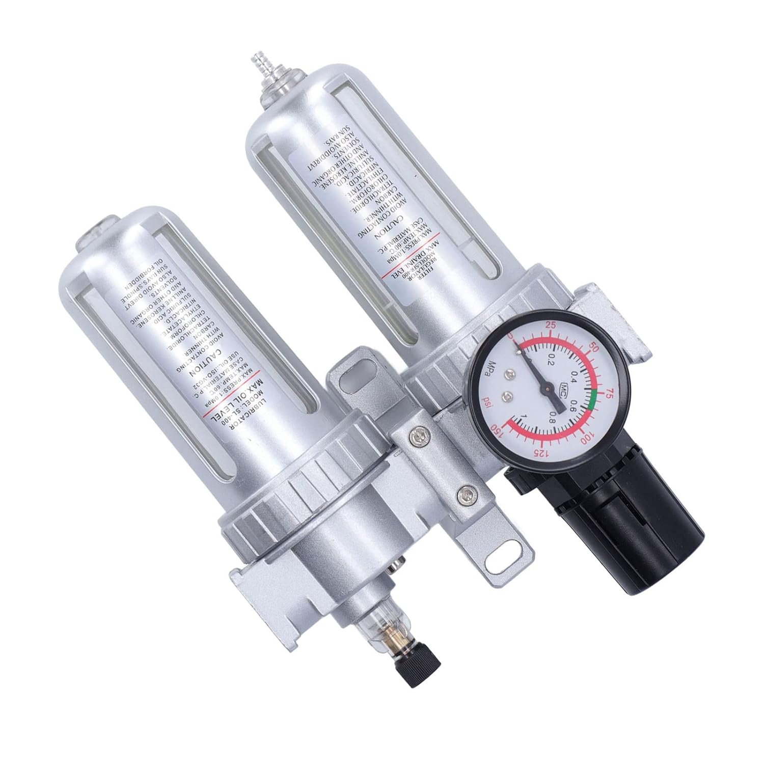 1/2 NPT Compressed Air Filter Regulator Lubricator Combo Water Oil Trap Separator,G1/2in Water Oil Separator with Regulator and Pressure Gauge for Reliable Compressed Air