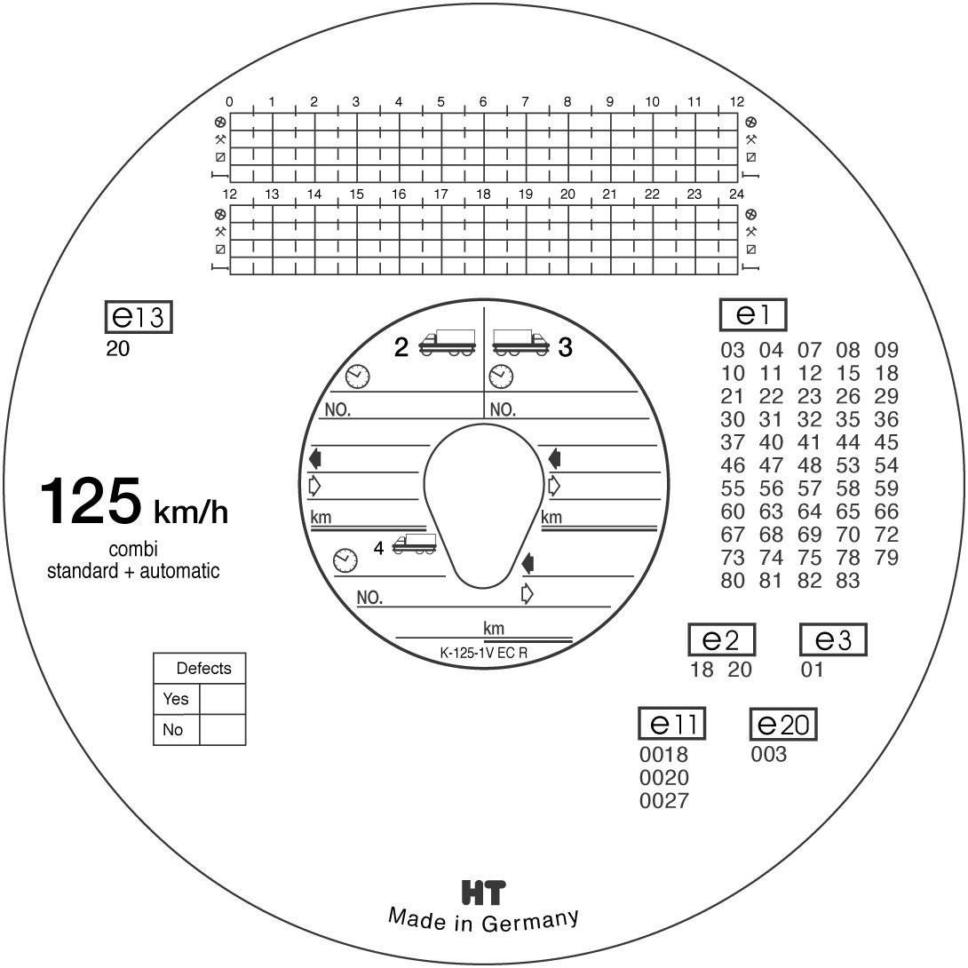 Original Haug Diagramme Disques/disques pour tachygraphe tachymétrique 125 KM/H