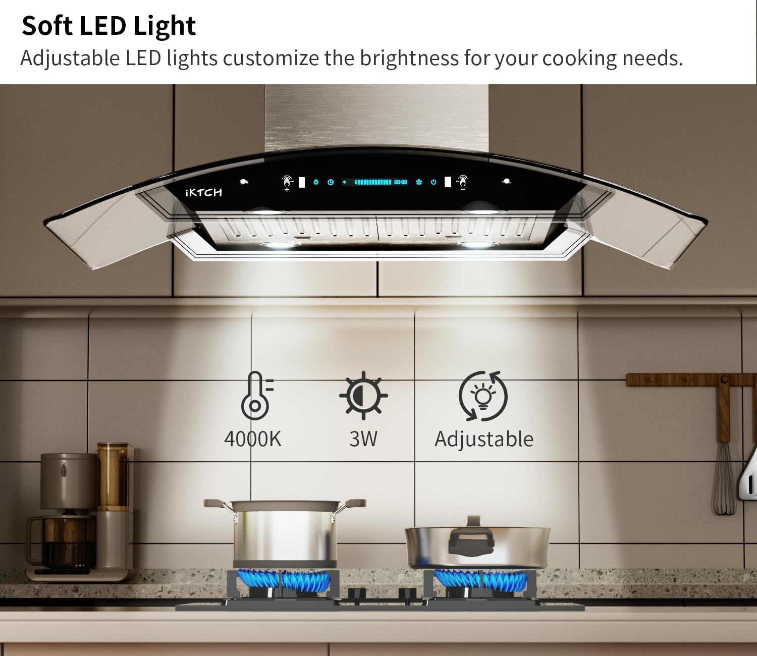 IKTCH Upgrated 30 inch Island Mount Range Hood, 900 CFM Ducted Range Hood with 4 Speed Fan, Stainless Steel& Tempered Glass with Gesture Sensing&Touch Control Making life Smarter IKIS01-30
