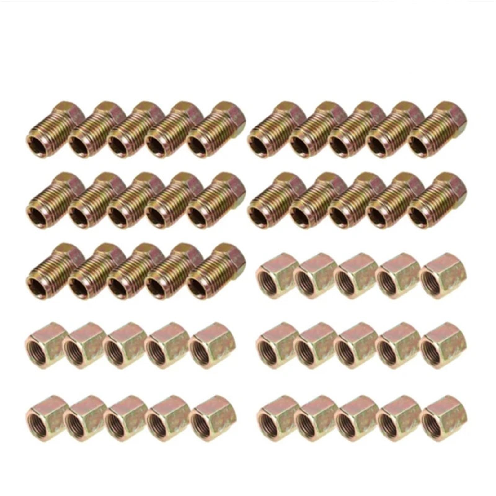 Maryear Men's As Shown Brake Line Fittings 50Pcs /Fe End Union Brake Pipe Screw Nuts M10x1mm 3/16Inch Od Copper Tubes Line Fittings Metric