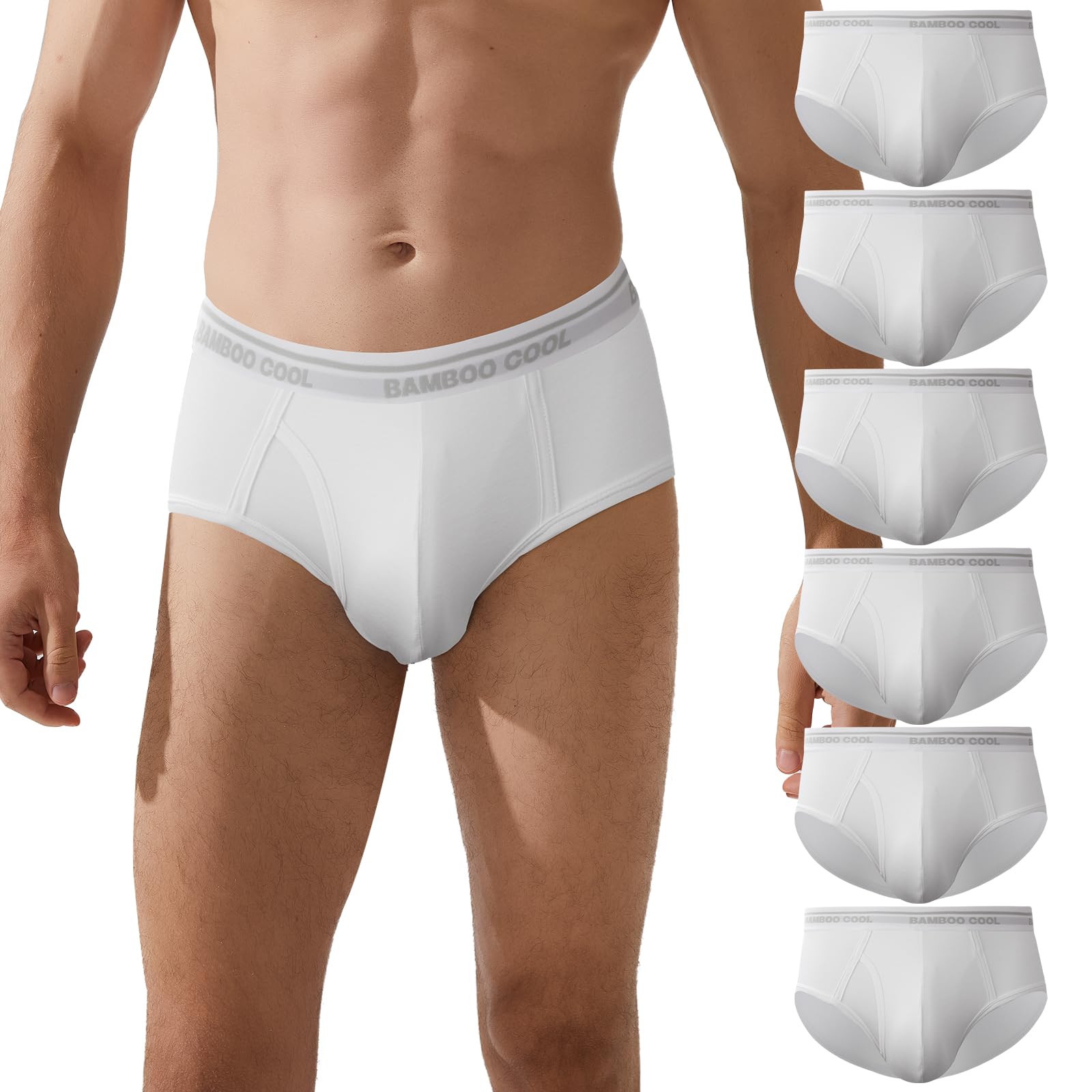 BAMBOO COOLMens Underwear Briefs Open-fly Briefs Tagfree Breathable men’s Underwear 6 Pack
