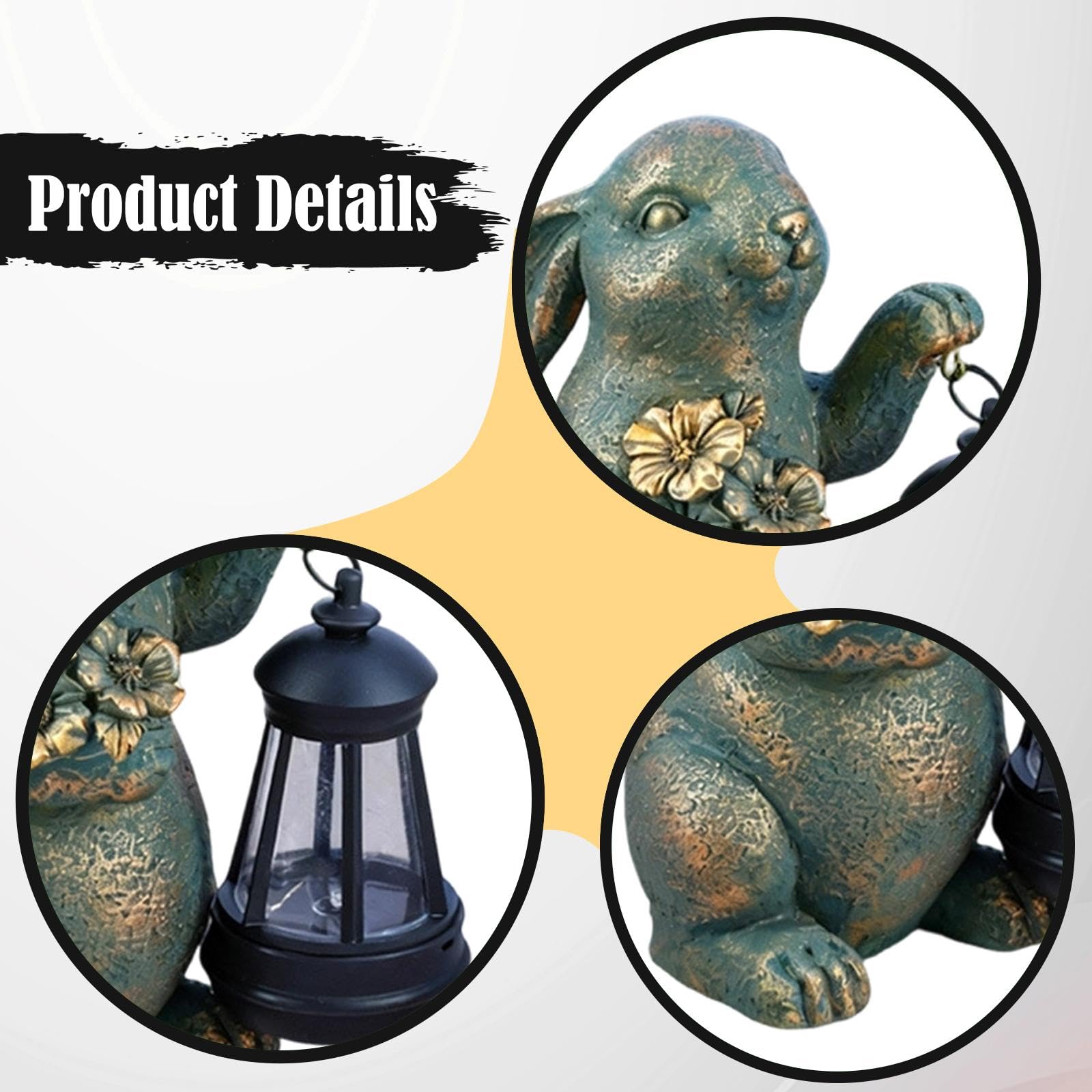 Statuetta da Giardino con Illuminazione a LED, Decorazione da Tavolo, Scultura di Animale E Decorazione Primaverile per Terrazzo, Mensola, Ingresso, F, Rame