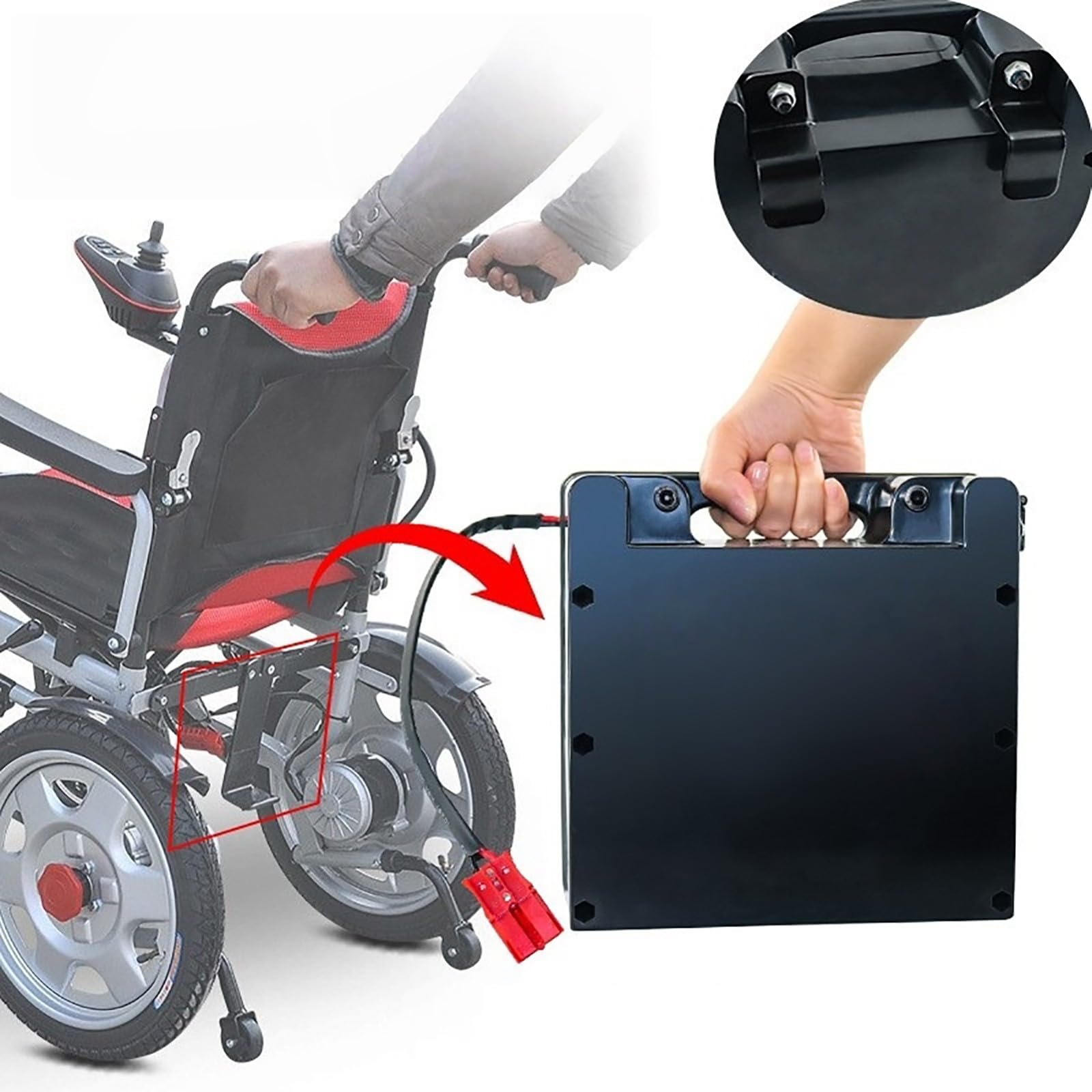 Batería para Silla De Ruedas Eléctrica De 24 V, Batería Recargable De Iones De Litio De 24 V, 8 Ah, 10 Ah, 12 Ah, 15 Ah, 20 Ah, Conector Anderson Rojo.